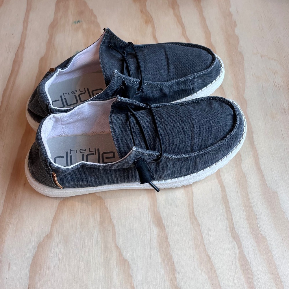 Hey Dude Wendy Chambray Slip On off Loafers Womens 7 Grey